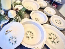 Harker Oldest Pottery In America Royal Gadroon “Magnolia” Dishes Set Of 19 VTG. picture