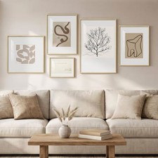 Large Framed Modern Minimalist Neutral Wall Art for Living Room, 5 Piece picture