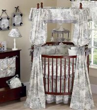 New Vintage French Black Toilet Round 9pc Crib Bedding Set, Canopy And Curtains  picture