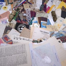 Ephemera Lot 2.5 Lb Paper Fabric Scraps Collage Ribbon Junk Journal Lace Covers picture