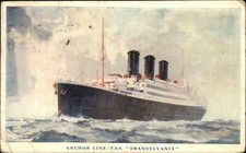 National Tours Anchor Line T.S.S. Transylvania Steamer 1932 Ship Cancel PC picture