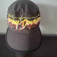 Vintage 1980 Harley Davidson Painters Elastic Hat - Neon Electric Script - Small picture