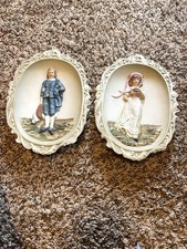 Vintage Lefton Blue Boy, and Pinkie porcelain wall plaques picture