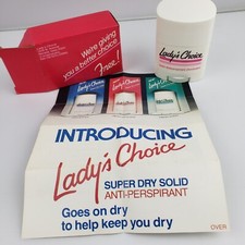 Vtg Lady's Choice Anti-Perspirant Original Pink Box 1980 Advertising 1 oz Prop picture