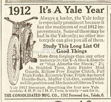 1912 Yale Motorcycle Consolidated Manufacturing Toledo Ohio Vintage Print Ad picture