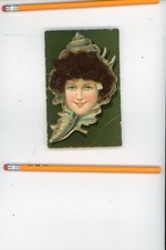 circa 1910 postcard Real Hair Beautiful Brunette Edwardian Woman, glamour picture