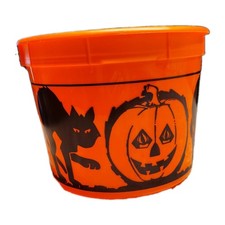 Vtg 1970s 80s Venture Packaging Black Cat Jack-o'-lantern Halloween Bucket picture