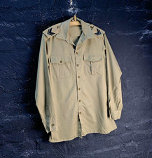 Vintage 1978 Italian Military Khaki Service Shirt Size 15.5 L Insignia 70s picture