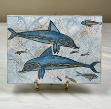 Vintage Minoan DOLPHINS Fresco Knossos Palace Crete Greek Wall Plaque Art picture