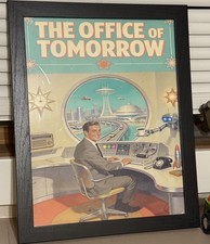 The Office of Tomorrow Retro Futuristic Atomic Age Framed Wall Art Robot MCM picture