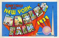 Large Letter Greetings from the 1939 World's Fair 1939, NY Postcard Copy picture