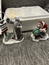2 Pc. Bradford Editions Kinkade Spirit of Christmas Santa Ornaments - 7th Issue picture