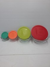 Pyrex Glass Nesting Mixing Bowl Set With Lids 8 Pc Clear - picture