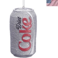 Kurt Adler Coca-Cola Glittered Diet Coke Can Ornament – 3” Classic Holiday Charm picture