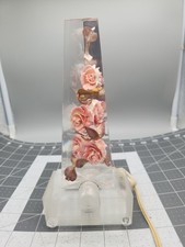 1950s - 60s Vintage Bircraft Lucite Pink Roses Lamp- WORKS  picture