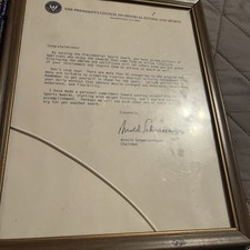 Vintage Presidential Sports Award Signed By Arnold Schwarzenegger picture