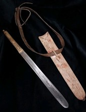 Old Seme Knife Masai (Maasai) Tribe Kenya Leather Handle & Sheath w/ Belt Strap picture