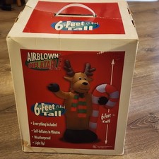 Gemmy Airblown Inflatable 6-Feet Tall Reindeer With Candy Cane Christmas Blow Up picture