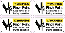 StickerTalk Pinch Point Warning Safety Stickers 3x1.5in Set of 4 picture