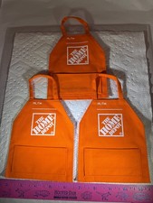 THE HOME DEPOT 3 MINIATURE ORANGE CLOTH WORK APRONS WITH LOGO picture
