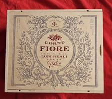 Vintage Corte Fiore Lupi Reali Italian Wooden Cigar Box Empty Italy picture