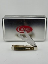 Case XX #10865 Olive Green Bone Smooth Trapper 6254 SS Tin Box Knife picture