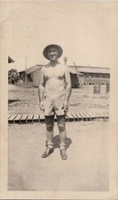 Beautiful Shirtless Beefcake Man Hairy Legs Bulge 1940s Vintage Photo Gay Int picture