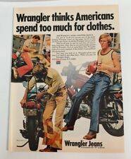 1972 Wrangler Jeans Motorcycle Biker Scene Blue Bell Color Vintage Print Ad picture