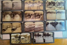 Kansas City MO Lot 11 Railroad round house Yards flood Santa Fe Mopac Stereoview picture