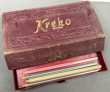 Vintage 1920s 1930s Kreko School Companion Pencil Box Drawer Pencils Ruler As Is picture
