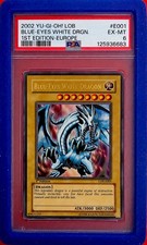 Konami Yu-Gi-Oh Blue-Eyes White Dragon LOB-E001 1st Ed Europe 2002 PSA 6 picture