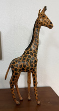 Vintage Handcrafted Leather Giraffe Figurine Sculpture 20” Tall (b6) picture