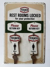 Texaco Gasoline Gas & Oil Sign - Texas Fuel Company - Vintage Restrooms picture