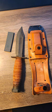Vintage 1987 Ontario 499 USAF Pilot Survival Knife Leather Sheath Stone Stamped picture
