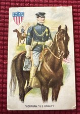 Vintage 1908 US Cavalry Corporal Horse Soldier Military embossed Postcard picture