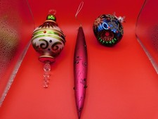 Mercury Blown Glass Christmas Ornaments Vintage 3pcs. picture