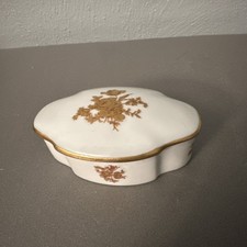 Vintage Limoges France France, porcelain gold, floral Vanity/ Pill Container. picture