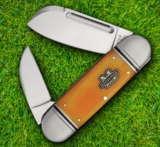 Marbles Master Made Large Toenail Pocket Knife Stainless Blades Bone Handle picture