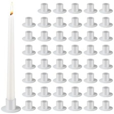 Kehail 48Pcs White Metal Taper Candle Holders Set - 2
