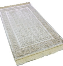 Modefa Luxury Velvet Prayer Rug Janamaz Sajadah Floral Stamp Luxury Ivory picture