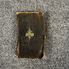 WWII 1939 Catholic Prayer Book Soldier Used Pocket Missal IHS Cover Militaria picture