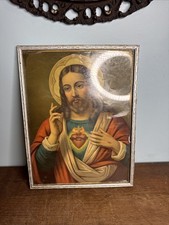 Antique 1800s ? Sacred Heart Jesus Mary Lithographs - 13/18 picture