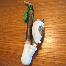 Vintage West German DBGM Porcelain Gesteckpfeife Hunting Pipe Storks Chimney 10” picture