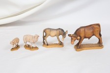 Lepi Nativity Animals Set 4 Bull Donkey 2 sheep- Wood hand carved -Italy picture
