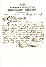 1869 Merrill & McCourtie Merchant Millers Letter Kalamazoo, Michigan Flour picture