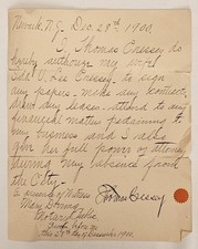 1900 Thomas Cressey Newark Architect Signed Power of Attorney Manuscript picture