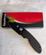 Spyderco Efficient Black Plain Edge Knife Blade Black G-10 Handles -NEW picture