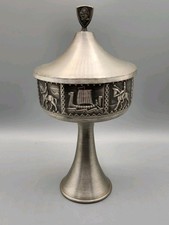 Vintage Snorre Norsk Tinn Pewter Lidded Pedestal Bowl BJH 36 Norway MCM Viking picture