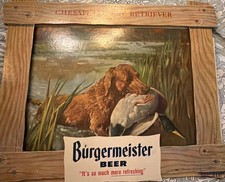 Vintage 1950s Bürgermeister Beer Sign Chesapeake Bay Retriever Duck Hunting Art picture