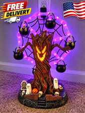 Haunted Tree Halloween Ferris Wheel Tabletop Decor Spooky Light Up Display  picture